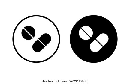 Pills icon vector illustration. capsule icon. Drug sign and symbol