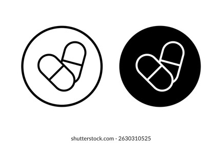 Pills icon vector illustration. capsule icon. Drug sign and symbol