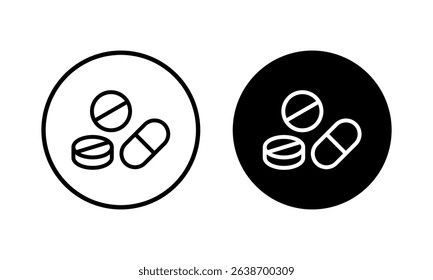Pills icon vector illustration. capsule icon. Drug sign and symbol