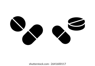 Pills icon vector illustration. capsule icon. Drug sign and symbol