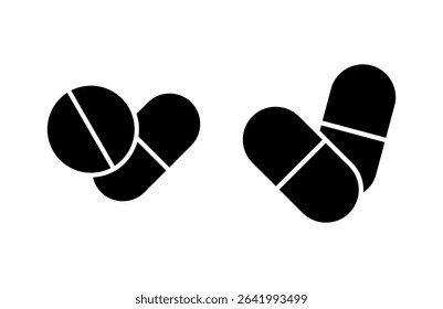 Pills icon vector illustration. capsule icon. Drug sign and symbol