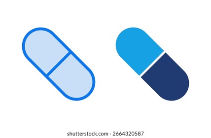 Ícone de pílulas ilustração vetorial. ícone de cápsula. Sinal e símbolo de medicamento