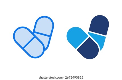 Píldoras icono de Ilustración vectorial. icono de la cápsula. Signo y símbolo de la droga