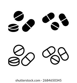 Ícone de pílulas ilustração vetorial. ícone de cápsula. Sinal e símbolo de medicamento