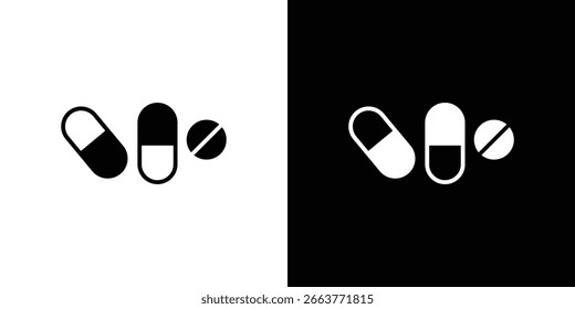 Pillen-Symbol, Vektorgrafik - Sammlung von hochwertigen schwarzen Stil-Vektorsymbolen