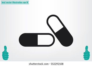 pills icon vector illustration eps10. Isolated badge for website or app - stock infographics