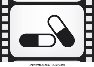 pills icon vector illustration eps10. Isolated badge for website or app - stock infographics