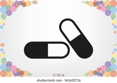 pills icon vector illustration eps10. Isolated badge for website or app - stock infographics