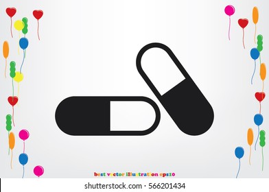 pills icon vector illustration eps10. Isolated badge for website or app - stock infographics