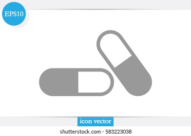 pills icon vector illustration eps10. Isolated badge for website or app - stock infographics.