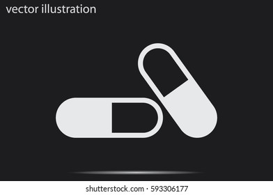 pills icon vector illustration eps10. Isolated badge for website or app - stock infographics.