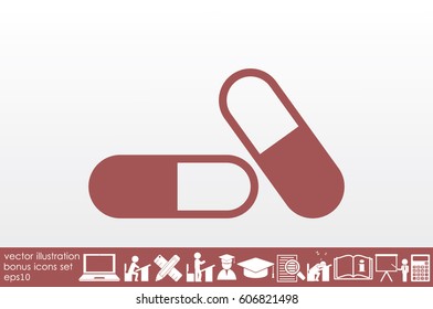 pills icon vector illustration eps10. Isolated badge for website or app - stock infographics