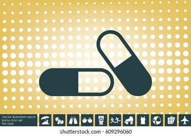 pills icon vector illustration eps10. Isolated badge for website or app - stock infographics