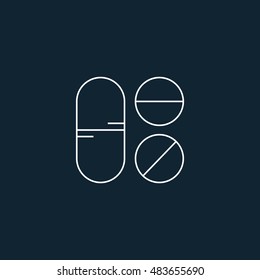 Pills icon Vector Illustration Image Web Material icon  Flat 