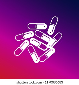 Pills icon vector illustrator creative design purple and pink gradient background