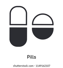 Pills icon vector isolated on white background for your web and mobile app design, Pills logo concept