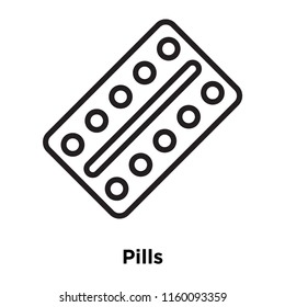 Pills icon vector isolated on white background, Pills transparent sign , line and outline elements in linear style