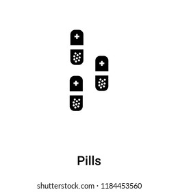 Pills icon vector isolated on white background, logo concept of Pills sign on transparent background, filled black symbol