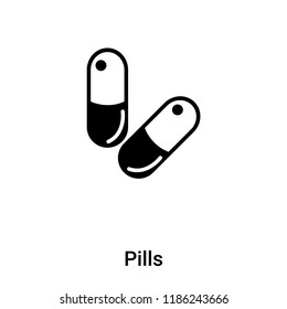 Pills icon vector isolated on white background, logo concept of Pills sign on transparent background, filled black symbol