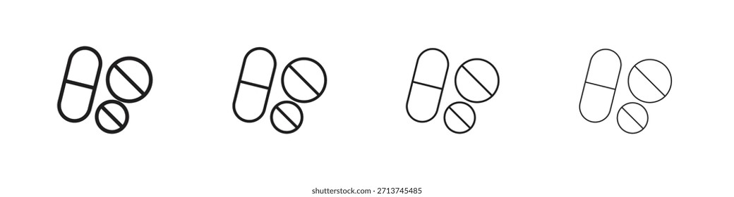 Ícone Pills. Pictogramas isolados por vetor.