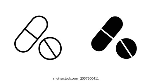 Pills Icon vector. liner and flat style icons set.