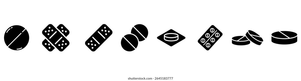Pills icon vector set. antibiotic illustration sign collection. medicines symbol. drug logo. medicine mark.