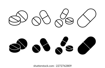Pills icon vector for web and mobile app. capsule icon. Drug sign and symbol