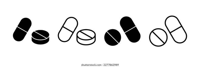 Pills icon vector for web and mobile app. capsule icon. Drug sign and symbol