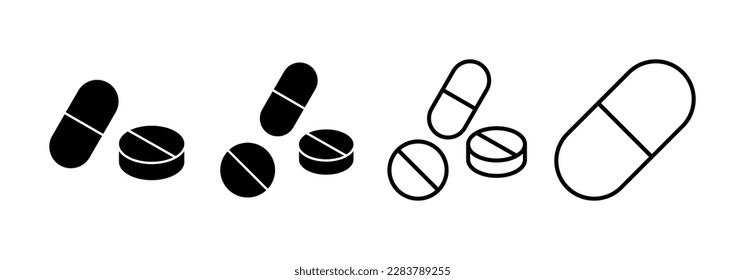 Pills icon vector for web and mobile app. capsule icon. Drug sign and symbol