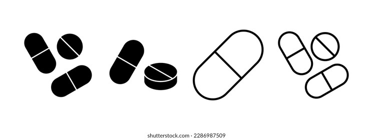 Pills icon vector for web and mobile app. capsule icon. Drug sign and symbol