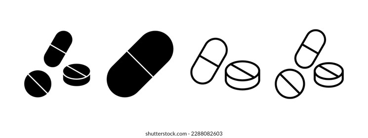 Pills icon vector for web and mobile app. capsule icon. Drug sign and symbol