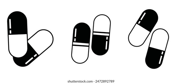 Pills icon vector for web and mobile app. capsule icon. Drug sign and symbol. vector illustration. eps 10