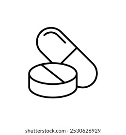 Pillen-Icon-Vektor für Web und mobile App. Kapselsymbol. Drogenzeichen und -symbol.