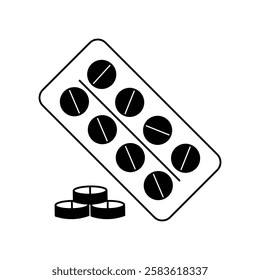 pills icon with white background vector stock illustration