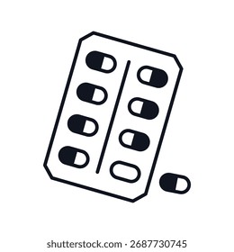 Pillensymbol mit weißem Hintergrund, Vektorgrafik