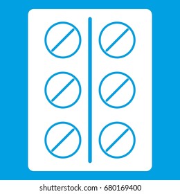 Pills icon white isolated on blue background vector illustration