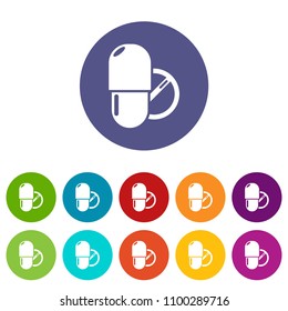 Pills icons color set vector for any web design on white background