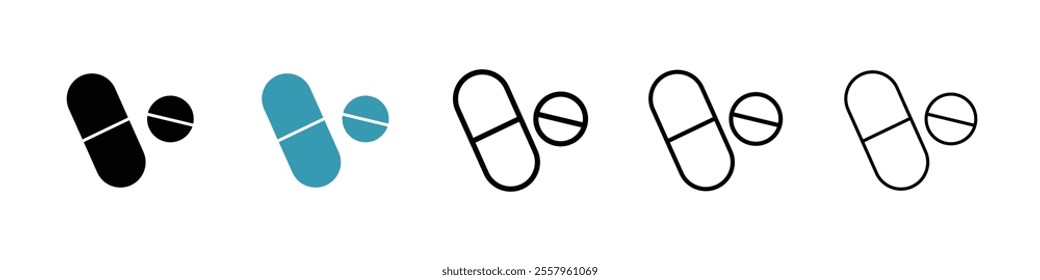 Pills icons pack in black and blue.