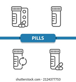 Pills Icons. Pill, Medication, Drugs. Professional, pixel perfect icons. EPS 10 format.