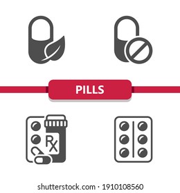 Pills Icons . Professional, pixel perfect icons. EPS 10 format.
