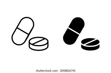 Pills icons set. capsule icon. Drug sign and symbol