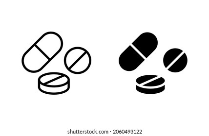 Pills icons set. capsule icon. Drug sign and symbol