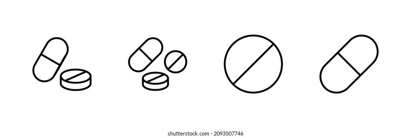 Pills icons set. capsule icon. Drug sign and symbol