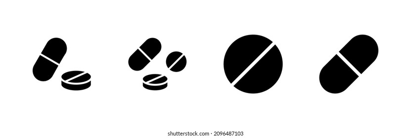 Pills icons set. capsule icon. Drug sign and symbol