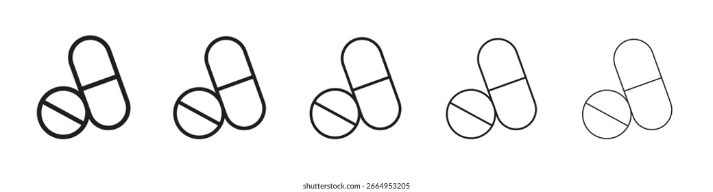 Iconos de las píldoras. diseños simples y modernos del icono del Vector