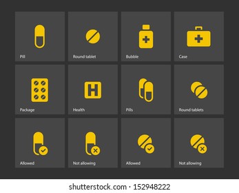 Pills icons. Vector illustration.