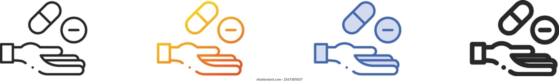 pills icon.Thin Linear, Gradient, Blue Stroke and bold Style Design Isolated On White Background