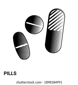 Pills. The pills is isolated on a light background. Vector illustration.