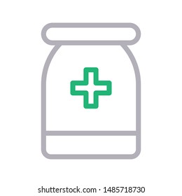pills jar colour line vector icon