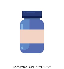 Pills jar flat style icon design of Medical care health emergency aid exam clinic and patient theme Vector illustration